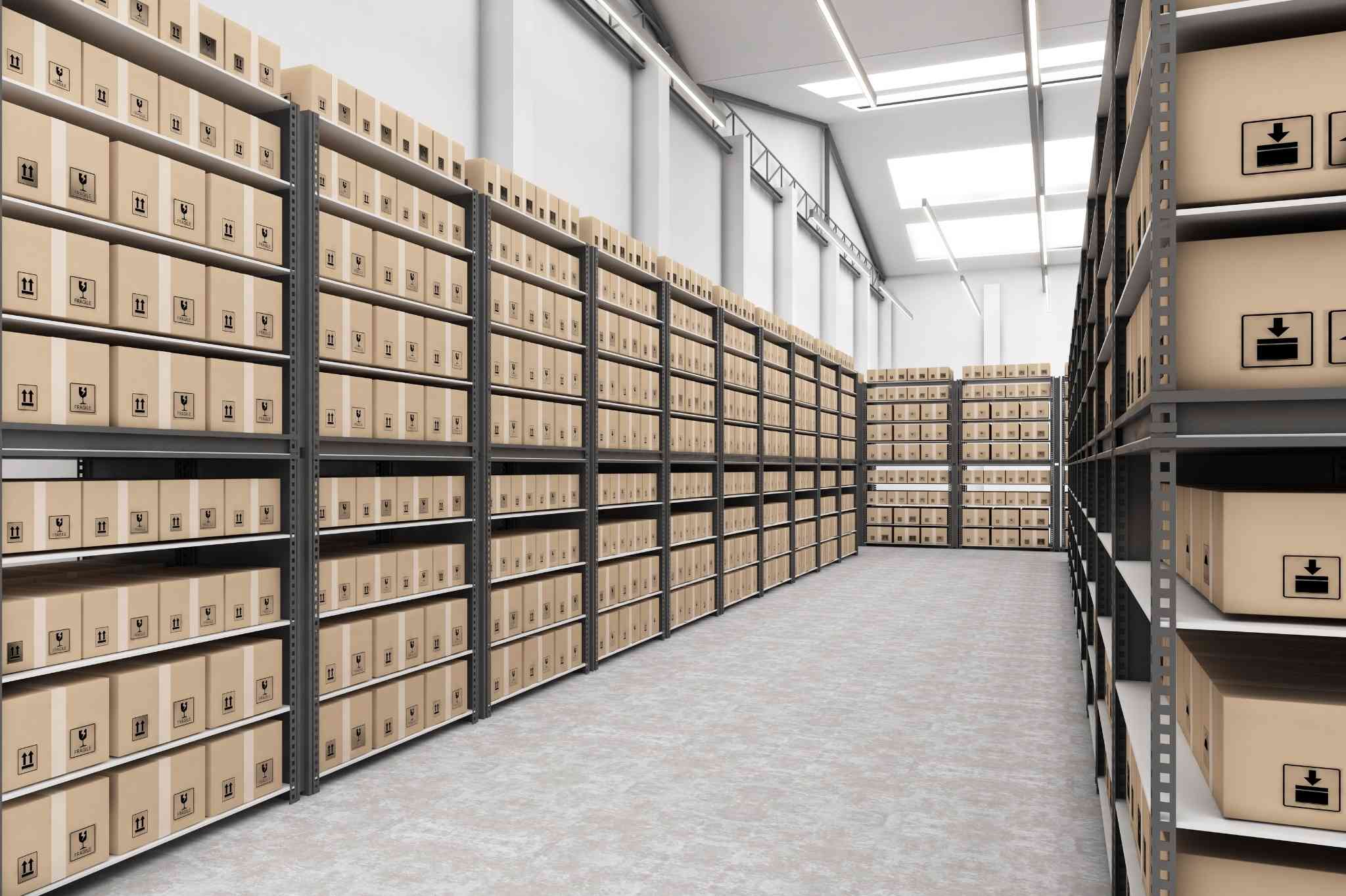 Warehouse with tons of boxes
