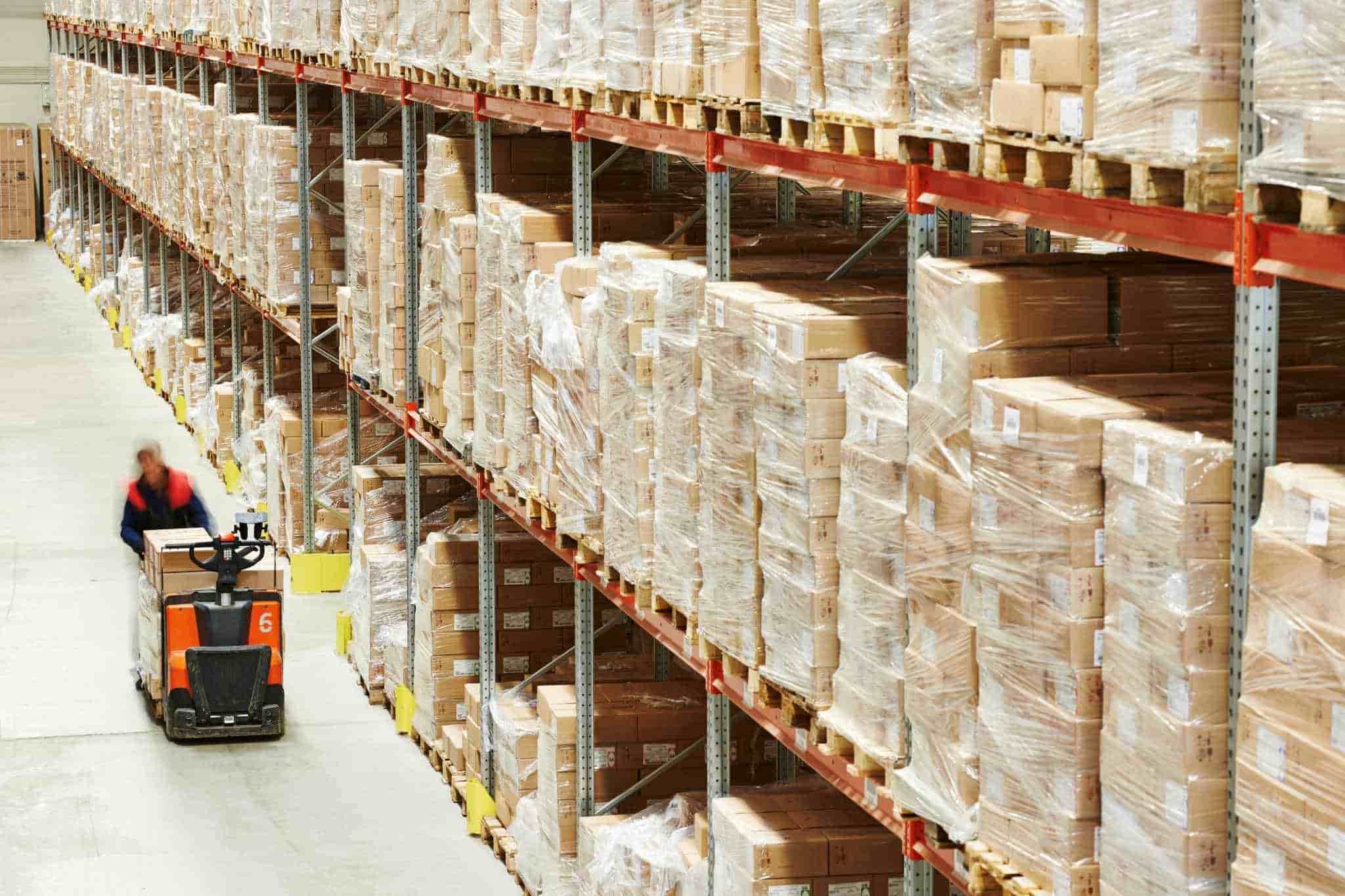 Stack of boxes in warehouse