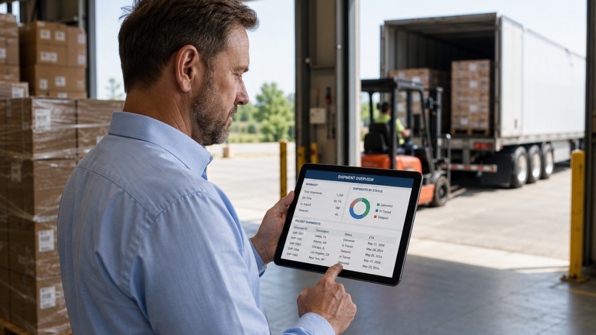 supply chain manager using a tablet